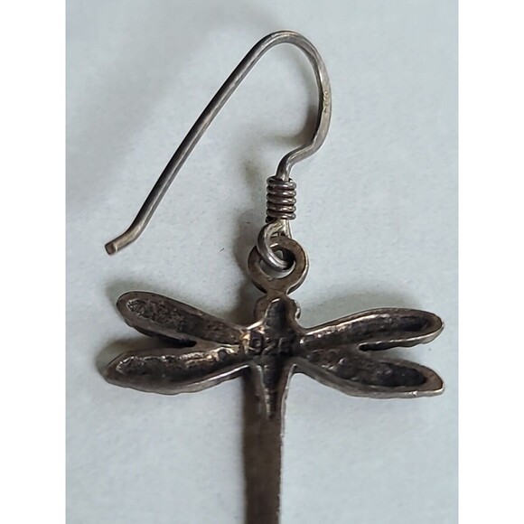 925 Dragonfly Dangling Pierced Earrings Vintage - Picture 5 of 10
